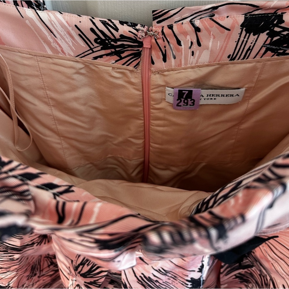 CAROLINA HERRERA 10 Silk Splash Parasol Strapless Cocktail Pink Dress MADE USA - Picture 5 of 16
